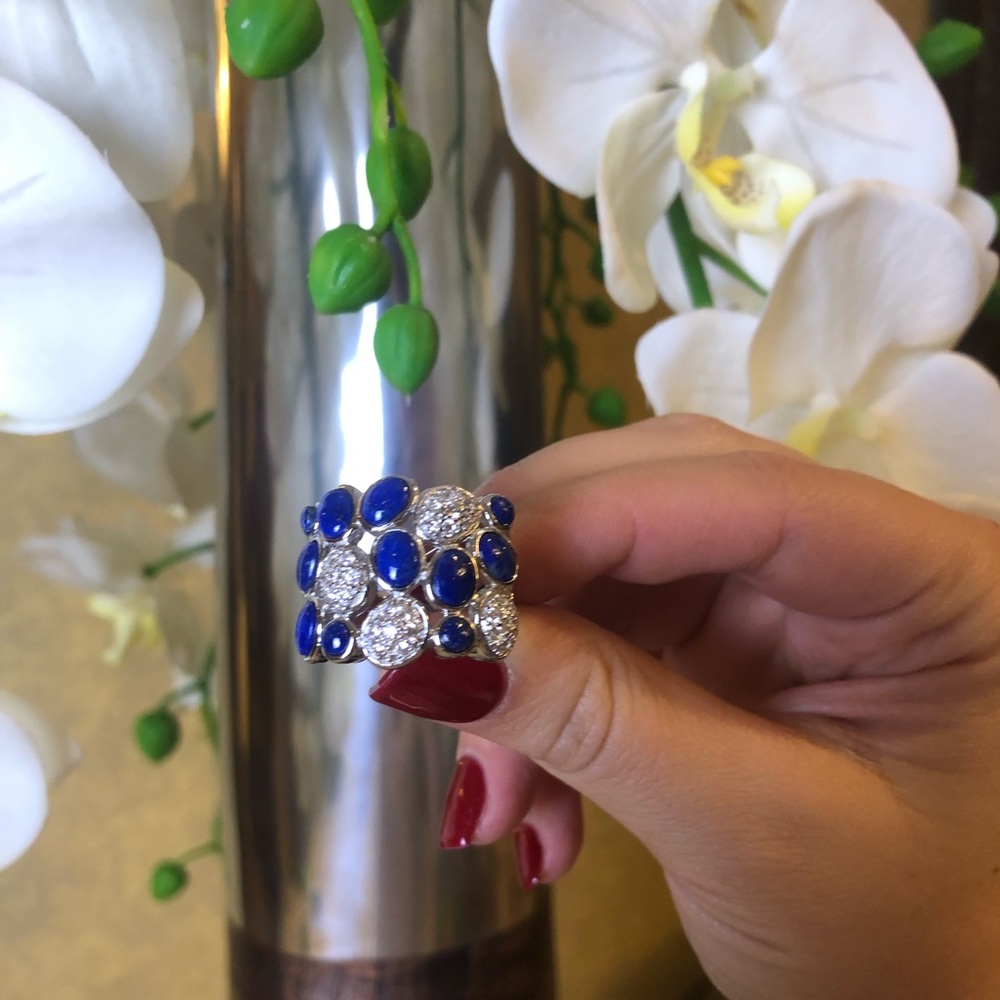 925 Silver and Blue Stone Ring